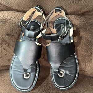 Michael Kors Black Leather Sandals